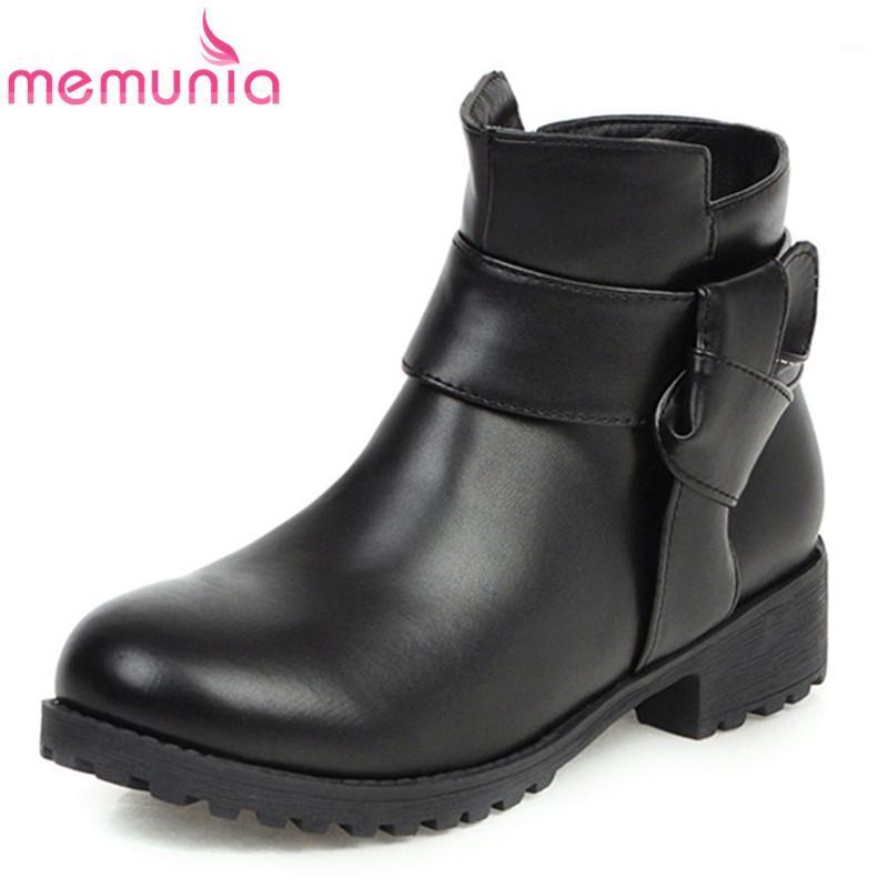 

MEMUNIA 2020 new arrival women ankle boots zip bowknot autumn winter boots round toe comfortable low heels casual shoes woman1, Black