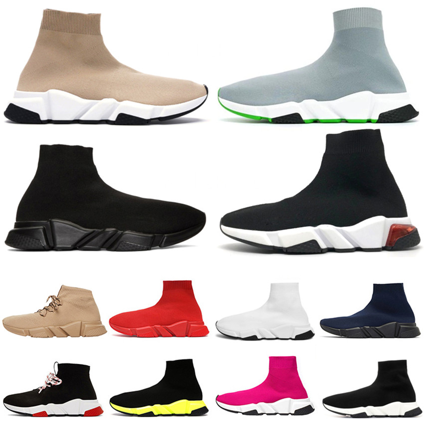 

Sock Shoes Graffiti Speed Trainers Runner Triple Black Beige Glitter Fashion Clear Sole Women Mens sports Sneakers Platform size 36-45