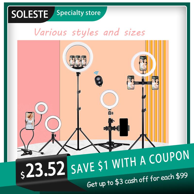 

SOLOSTE Dimmable LED Selfie Ring Light USB ring lamp Photography with Phone Holder tripod stand for Selfie/Live ShowVideo Light