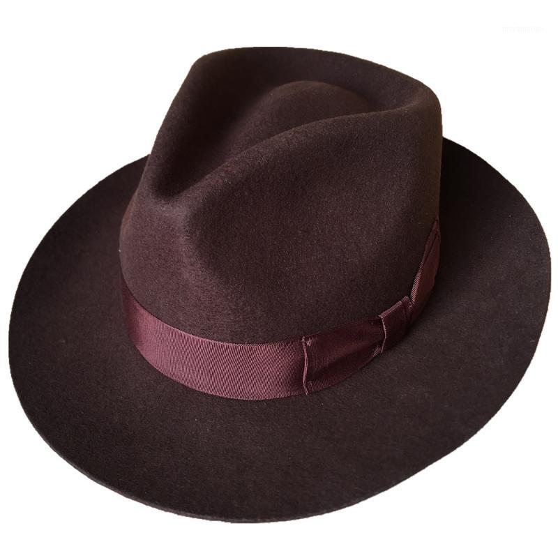 

Classic Brown Wool Men's Fur Felt Fedora Gangsters Hipsters Hat1, As pic