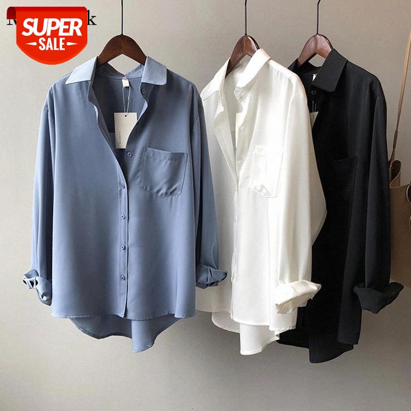 

Loose White Shirts for Women Turn-down Collar Solid Female Shirts Plus Size Office Ladies Tops 2021 Spring Summer Blouses 11354 #jK8y