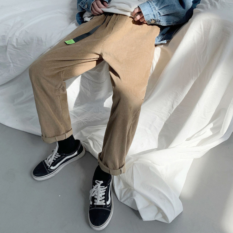

2021 Men's Trousers New Autumn Legged Pants Youth Male Clothes 1U3O, Khaki.