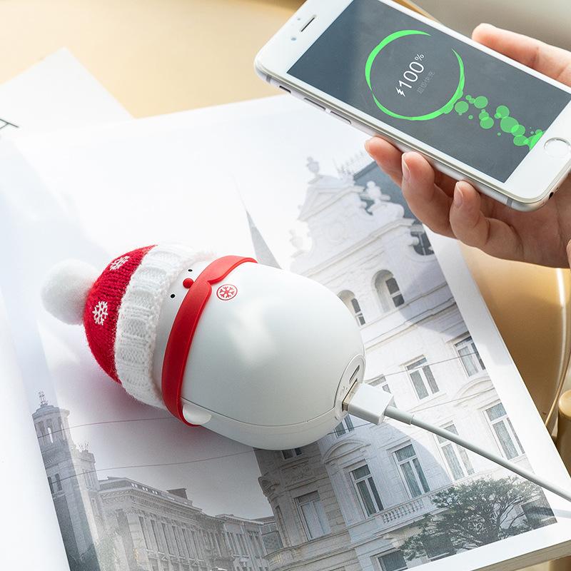 

Christmas Snowman Electric Hand Warmer 6000 MA USB Power Bank Cute Rechargeable Hand Warmer Intelligent Multifunctional