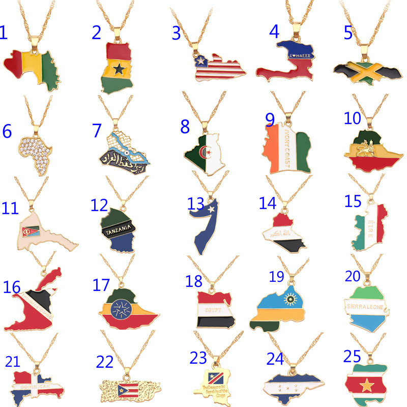 

US State Map Pendant Necklace Gold Africa Geography Map Necklaces Charm Jewelry Gold Women and Men Fashion jewelry Country map necklace