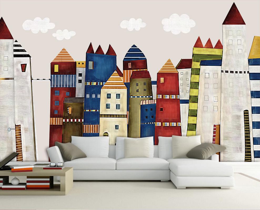 

Cartoon Castle Photo Wallpaper 3d Wallpapers Wall Murals Rolls for Living Room Kids Bedroom Papers Home Decor Self Adhesive Roll, 3d embossed paper