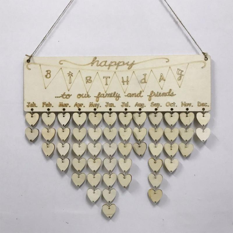 

Wood Birthday Reminder Board Ply plaque Sign Family DIY Calendar Decor