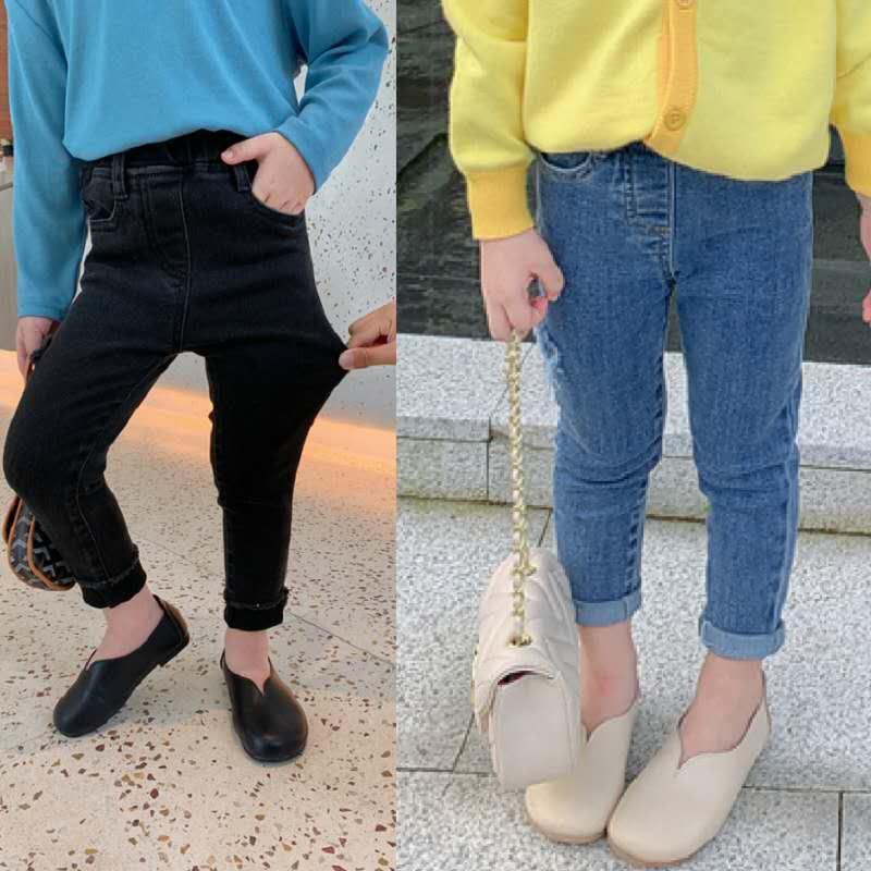 

Girls' Trousers Stretch Slim-fit Feet Pants Jeans 2021 Spring New Children's Clothing 3-8 Years Old Cotton Mid-waist Rubber Band, Black