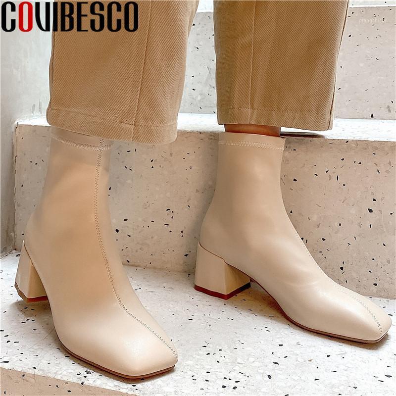 

COVIBESCO Elegant Square Toe Winter Ladies Boots Comfortable 2020 Newest Basic High Heels Pumps Wedding Working Shoes Woman1, Black