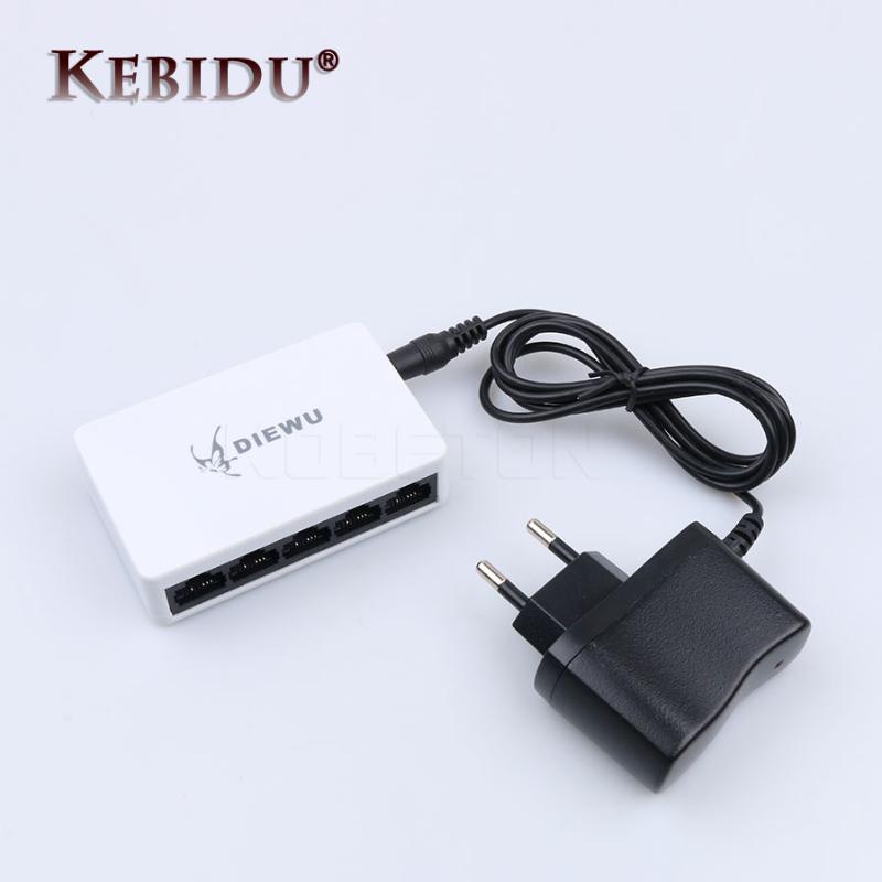 

10/100Mbps Mini Fast Ethernet LAN RJ45 Network Switch 5 Ports Switcher Hub Desktop PC US/EU Adapter For PC Laptop Webcam