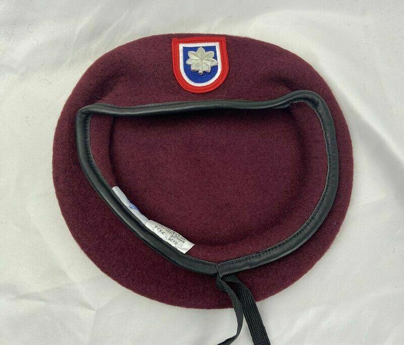 

New US Army 82nd Airborne Division Maroon Beret Lieutenant Colonel Insignia Hat Cap, As pic