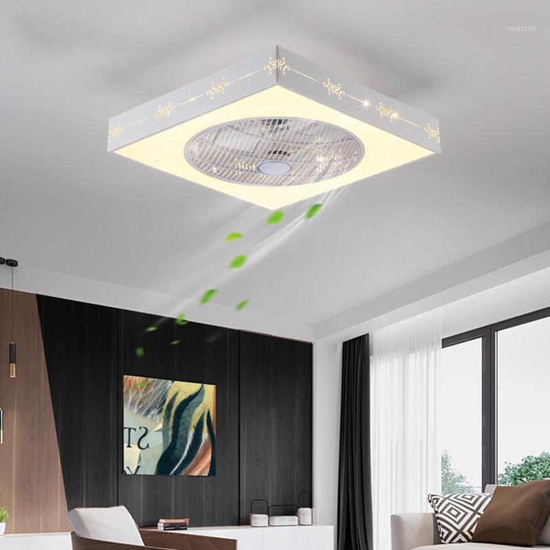 

IKVVT Modern LED Ceiling Fan with Light White Acrylic Fan Lamp for Bedroom Livingroom Remote Control Ventilador De Teto AC220V1
