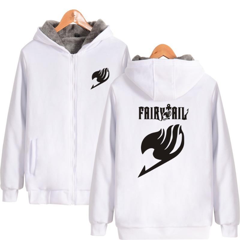 

Fairy Tail Cartoon Hooded Sweatshirts Men Zipper Hoodies Japanese Anime Coats Fashion Hoodies Winter Plush Casual Clothes, Black