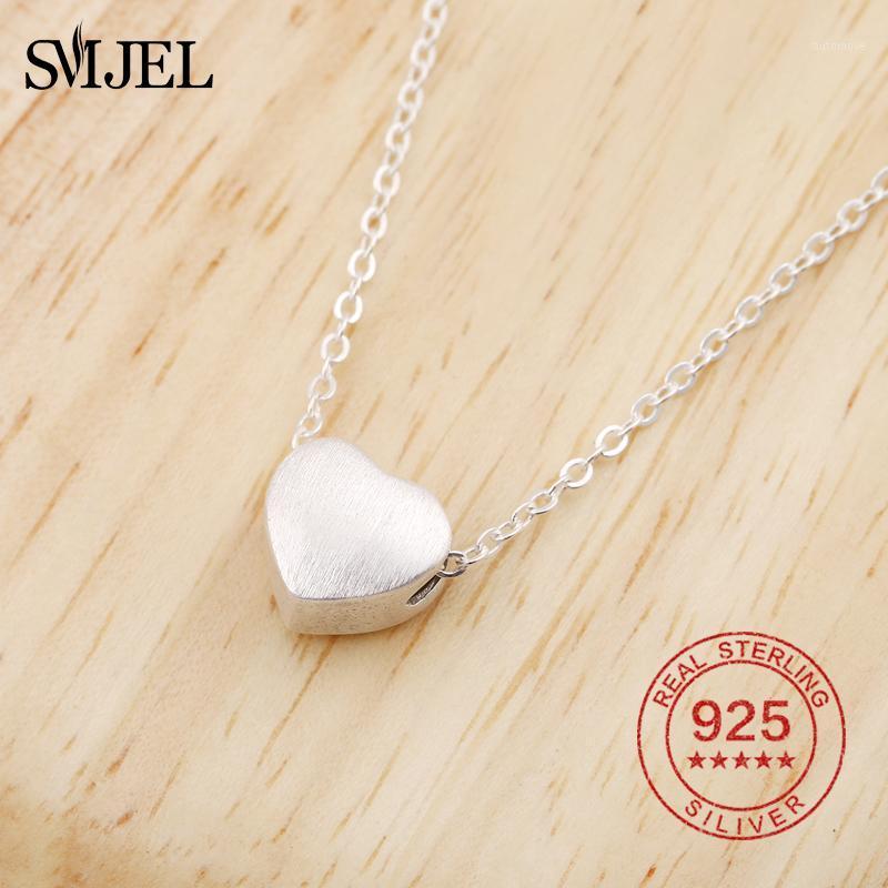 

SMJEL 925 Sterling Silver Necklace Women's Lovely Heart Pendant Necklace Solid Silver Girl Fashion Jewellery Gifts1