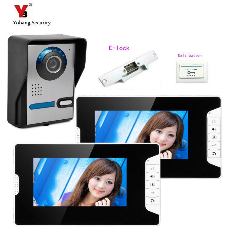 

Yobang Security freeship 7 inch video intercom and DoorBell phone Intercom System IR Night Vision Camera 1v2+Electric lock