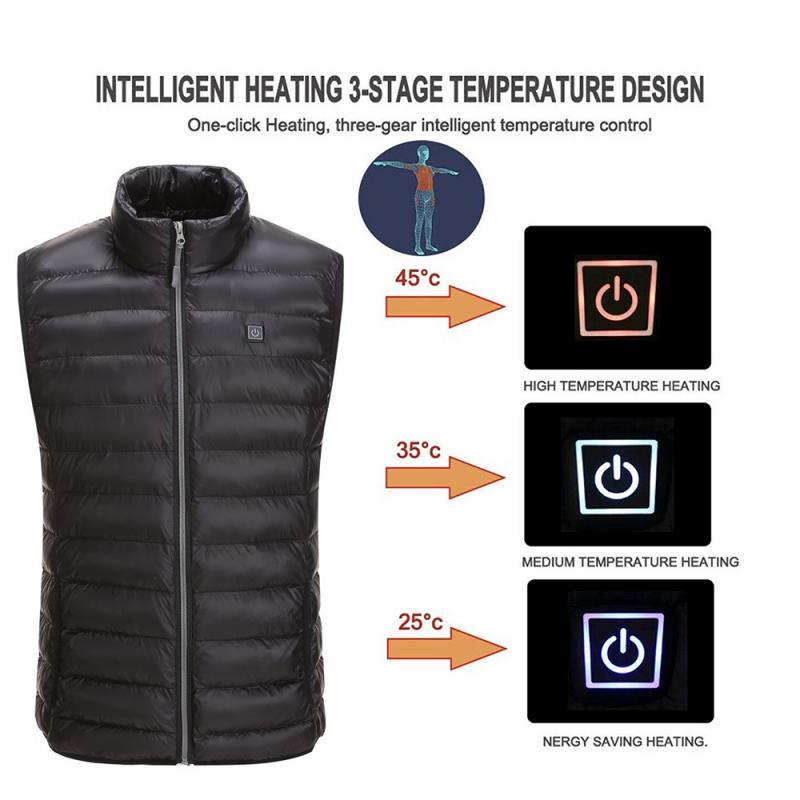 

Electric Heated Vest Jacket Outdoor Jacket Heated Women Men's Winter Electric Thermal Clothing Waistcoat For Sports, Black
