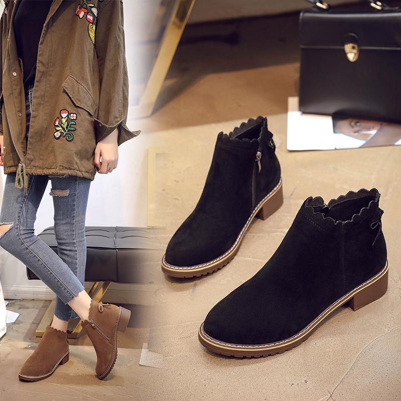 

Boots Women New 2020 Round Toe Low Heels booties Women's Rubber Shoes Rain Luxury Designer Booties Ladies Winter