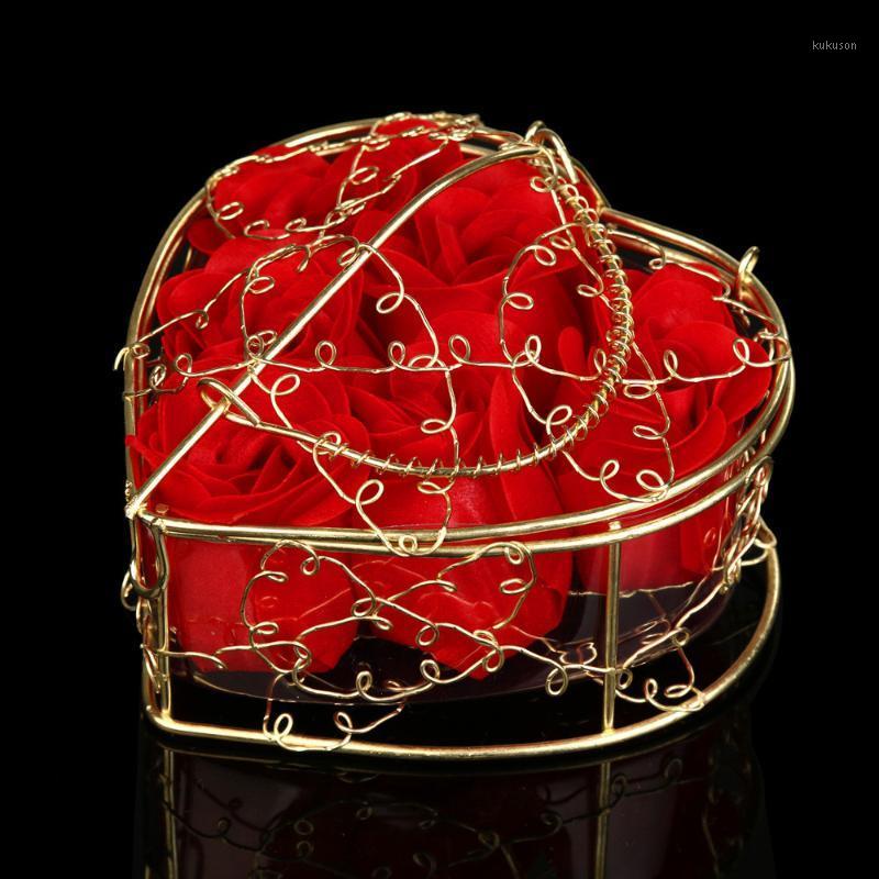 

20# 6pcs Rose Soap Mixed Color Heart Scented Bath Body Petal Rose Flower Soap Wedding Decoration Best Gift For Lovers1, Red