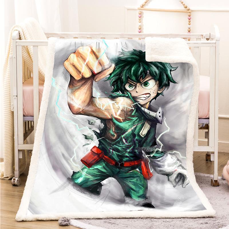

New Style 3D Digital Printed My Hero Academia Funny Character Blanket Sherpa Blanket on Bed Home Textiles Dreamlike Style