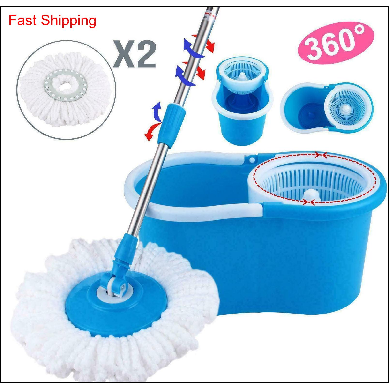 

360rotating Head Easy Magic Floor Mop Bucket 2x Head Microfib qylLTJ mj_bag
