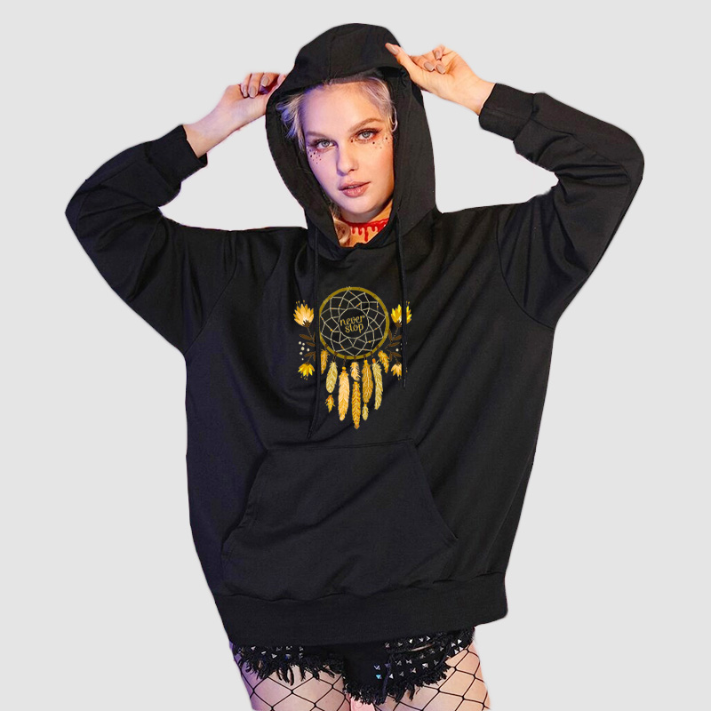 

Womens Fashion Sweatshirts Womens Flower and Letter Print DIY Sweatshirts 2020 New Arrival Casual Hoodies Solid Color Women Pullovers, Black
