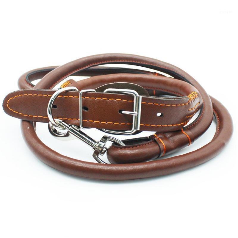 

Pet Products Cowhide Leash Dog Chain PET Strap Cowhide Single Row Nail Collar Dog Collar Traction Rope Wholesale1