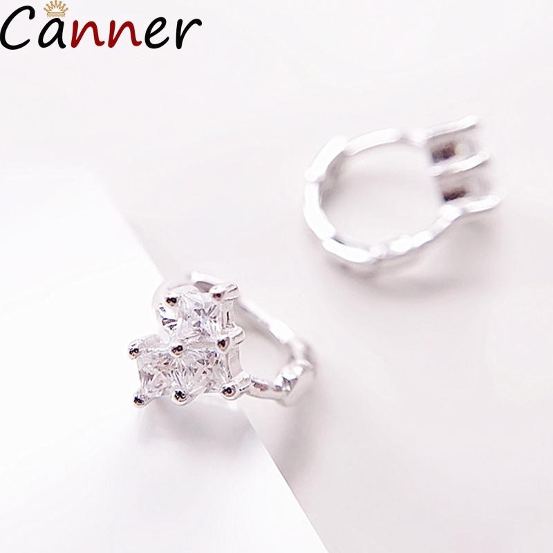 

Canner New Zircon Heart-shaped Small Earrings Ear Buckle 925 Sterling Silver Earrings Female Temperamen Gifts 2020