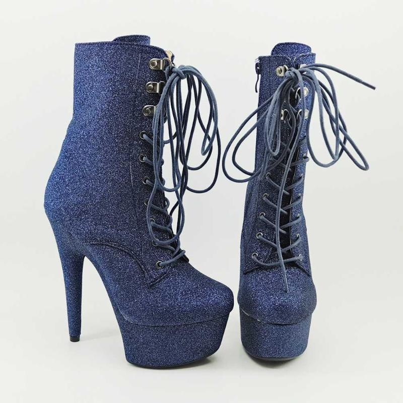 

Leecabe Glitter materials 15CM/6inches High Heel platform Boots closed toe Pole Dance boots1, Same as picture