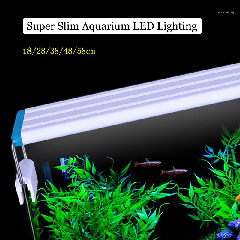 

220V Super Slim Aquarium LED Lighting Aquatic Plant Growing Light 18-58cm Fish Tank Extensible Waterproof Clip-on Lamp1