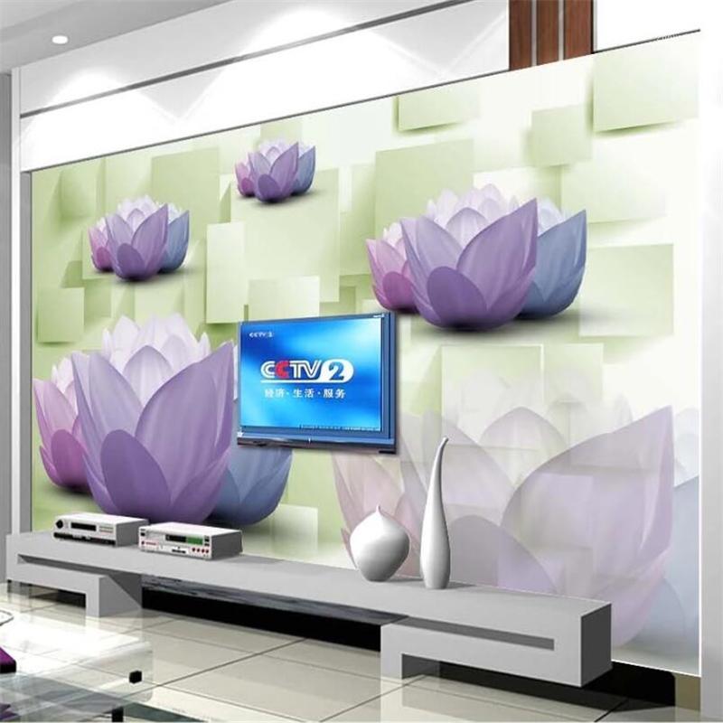 

papier peint Custom wallpaper 3d mural purple phalaenopsis background wall lotus mural living room restaurant bedroom wallpaper1