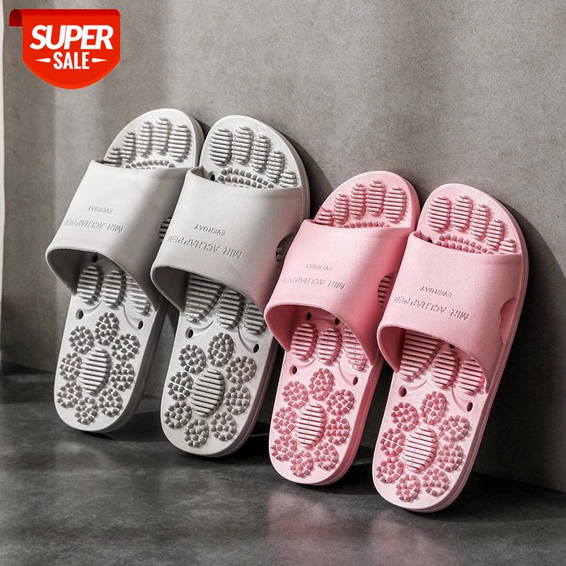 

2020 New Home Bathroom Anti Slip Massage Slippers Women Indoor Sandals Supermarket Hotel Couples Sandals Slides #u63p, Light blue