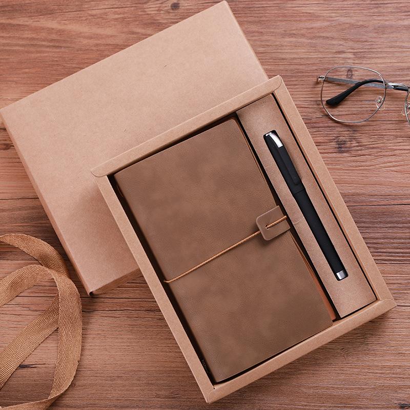 

A6 Vintage Style Notepad Leather Cover Work Notebook Card Bag Hardcover School Office Supply Simple Design Stationery