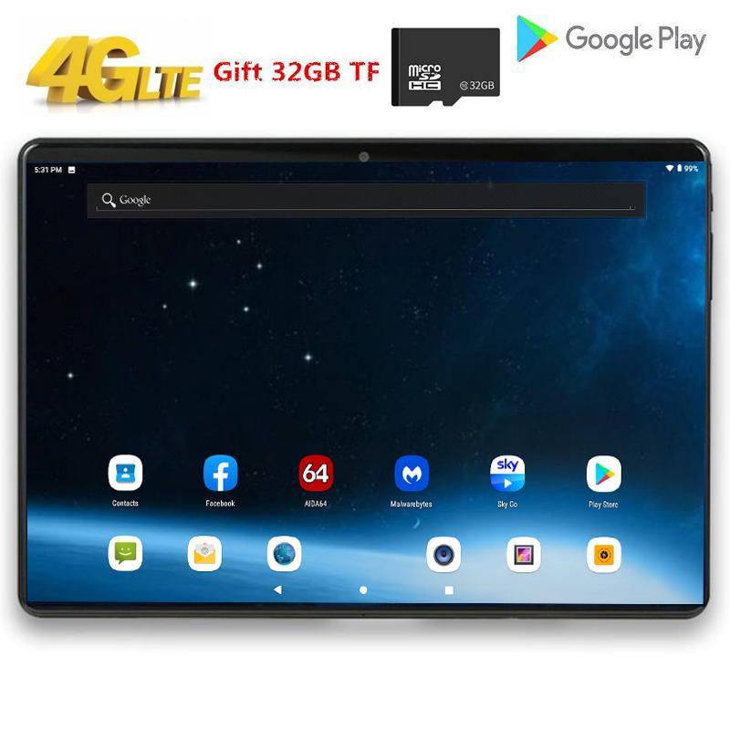 

10 Inch Tablet 32GB TF Card Tablet PC Global Bluetooth Wifi Phablet Android 9.0 8 Octa Core MTK6762V Dual SIM Card 2.5D1, Black