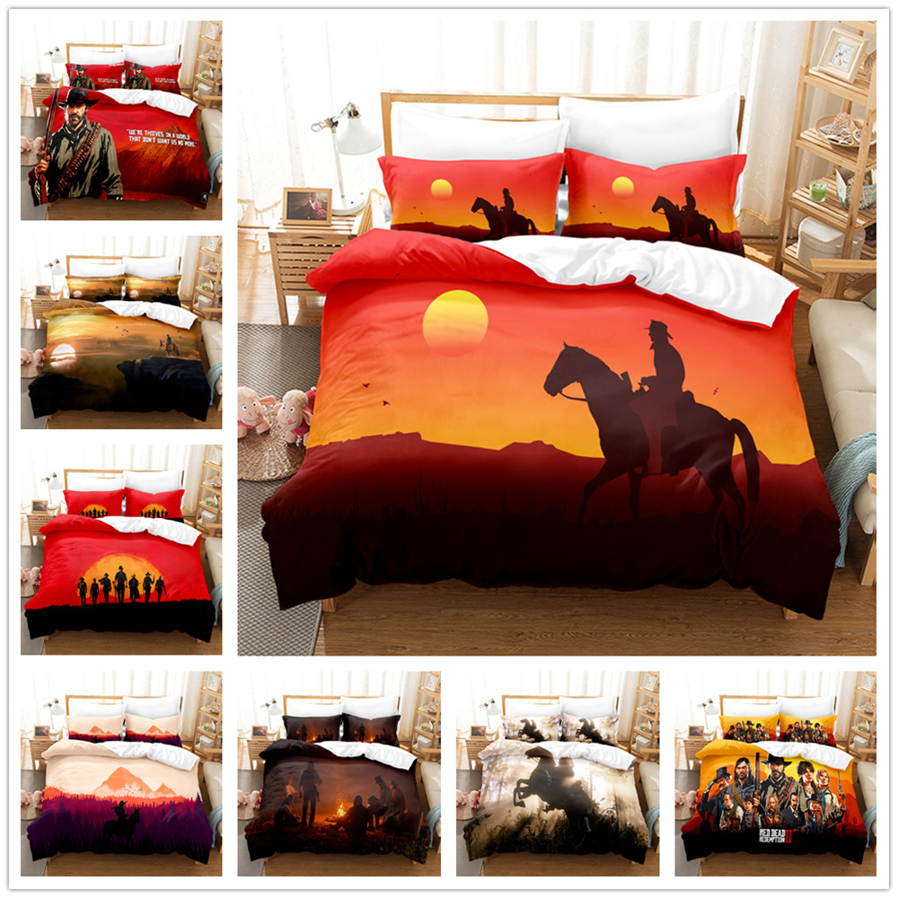 

Red Dead Redemption theme 3D bedding sets skin-friendly polyester brushed fabric Duvet cover set for adults and children general quilt cover with pillowcase 2/3 PCS, Customize
