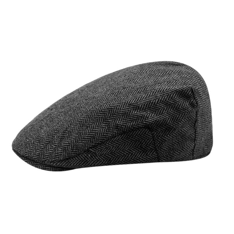 

Berets Hat Men's Miter Beret Full-Closure Cap Plain Black Cotton Sunshade Retro Forward 19July25 P30, Co