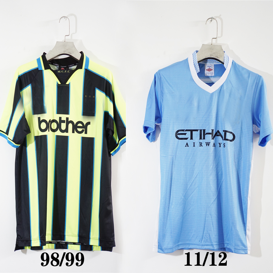 

Free shipping city 1998/1999 2011/2012 vintage BALOTELLI KOMPANY kun aguero tevez CLICHY soccer jersey, 9899 away black green