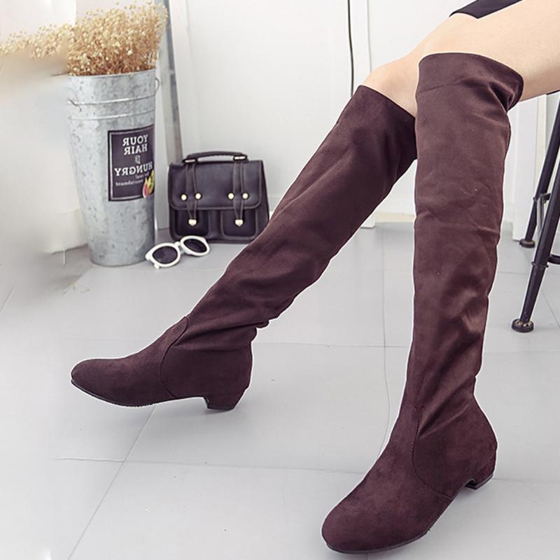 

Winter Spring Autumn Women Thigh High Boots over the Knee Suede Boots Woman Shoes Plus Size 35-40 botas mujer femininas, Black
