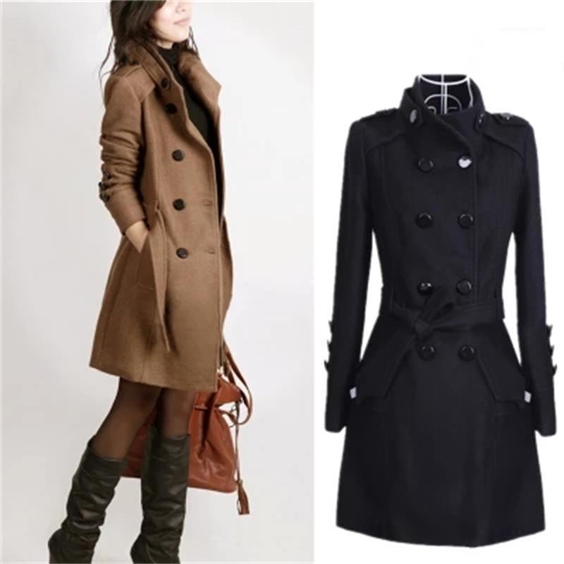 

Black collar warm winter double-breasted coat women's long-sleeved long coat collar women's casual autumn 2020 black jacket1