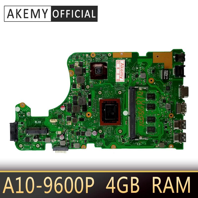 

Akemy X555QG 4GB Memory A10-9600P Motherboard For ASUS X555Q A555Q Notebook motherboard Test all functions 100%