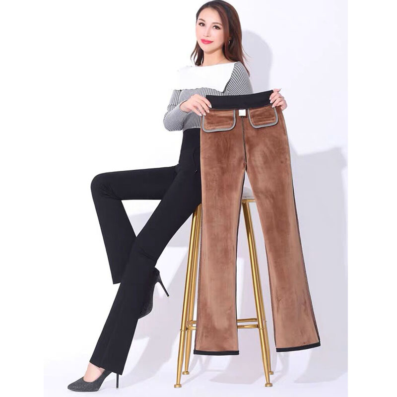 

2021 Women Autumn Winter New High Waist Casual Plus Size Straight Pants Micro Horn Suit Female Trousers A291 I2kb, 2 black straight