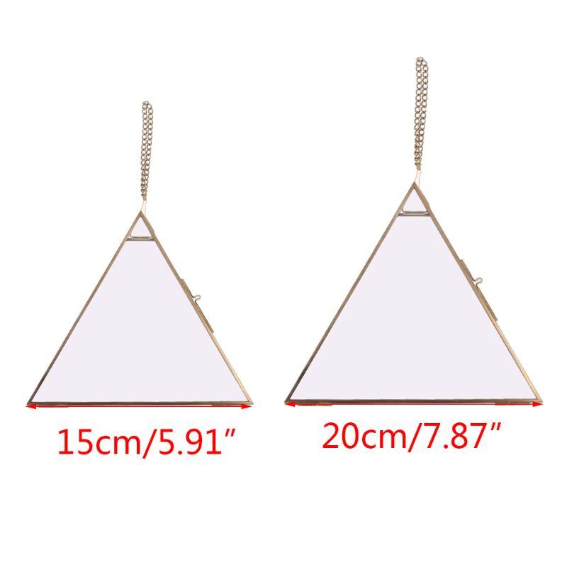 

Triangle Floating Hanging Photo Frame Metal Glass Portrait Picture Plant Display 875A