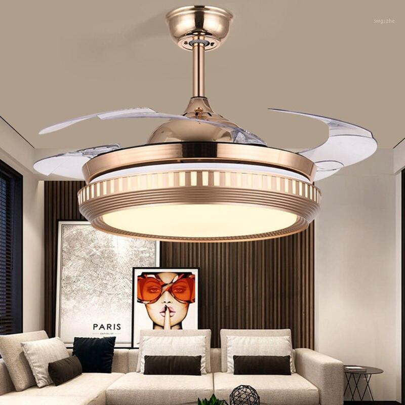 

42 inch fan lamp led ceiling fans lamps with light remote control AC 220V Invisible Simple European Household home living room1