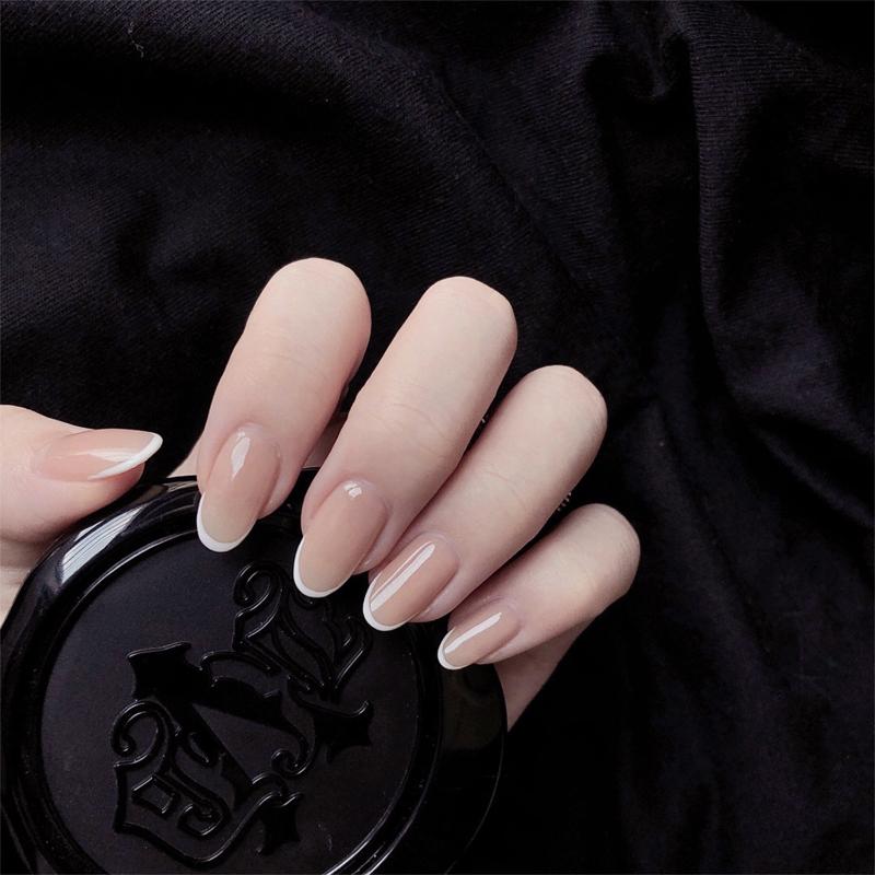 

24Pcs Detachable French Tips Nails Of Jelly Meat Color Wearable Finished Product Manicure Patch False Nails Patch Nail Tips