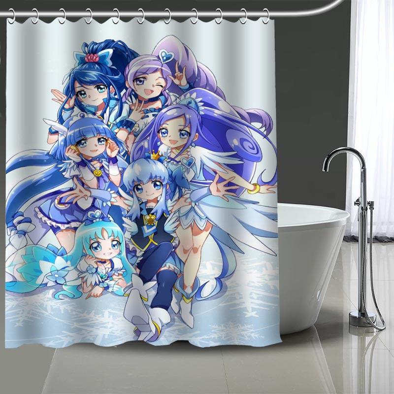 

High Quality smile precure Printing Shower Curtain Waterproof Curtains Bathroom Decor with Hooks Custom your image More size