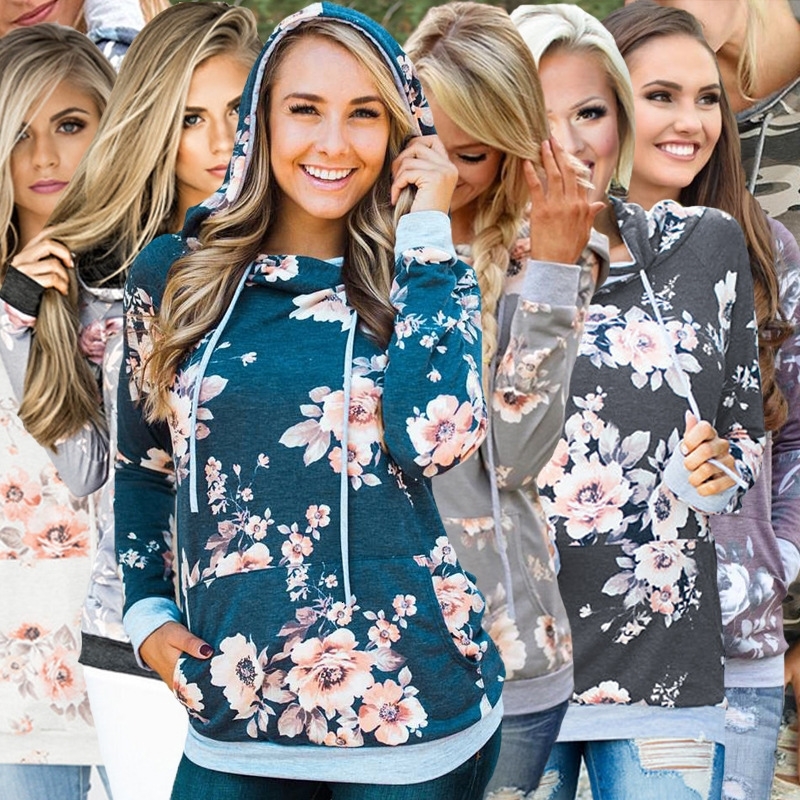 

2021 New Autumn Fashion for Long Sleeves Sweatpants with Floral Hoodies Gray Ladies Women Women' Pullovers IAZI, 0545purple