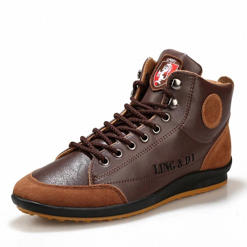 

New 2020 Men Leather Boots Fashion Autumn Winter Warm Cotton Brand Ankle Boots Lace Up Men Shoes Footwear Casual Drop Shipping #kj8y