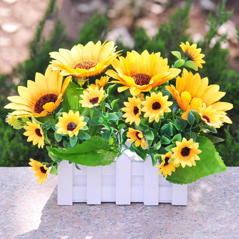 

Silk Artificial Sunflowers Bouquet Wedding Decoration Floral for Home Garden Hotel Decor Real Touch Fake Flowers1, A3 5 heads