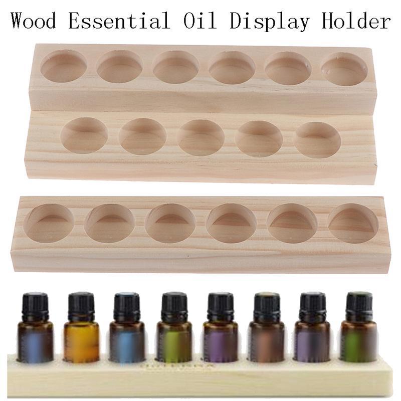 

1pcs Handmade Natural Wood Display Rack Demonstration Station For 15Ml Bottles 6/12 Holes Wooden Essential Oil Tray1