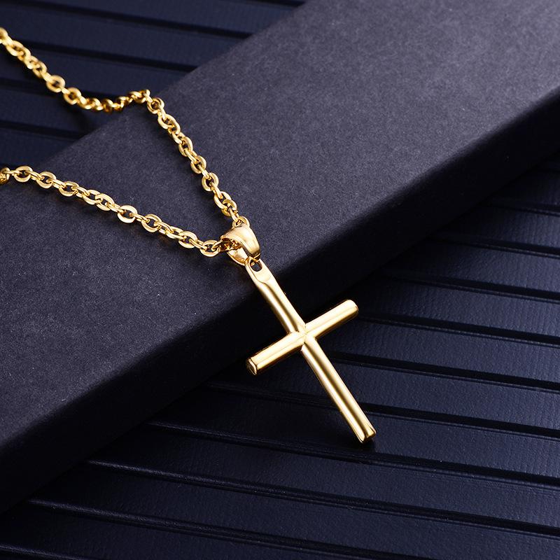 

New Cross Necklaces & Pendants For Men Women Stainless Steel Gold Colour Male Pendant Necklaces Prayer Jewelry Friend Gift