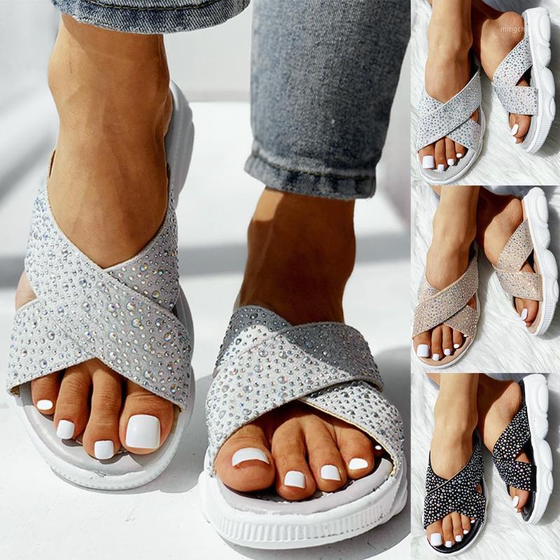 

Sexy Silver slippers Summer Women Slippers Open Toe Platform Shoes Ladies Outdoor Beach Flip Flops Female Slides#04281, Black