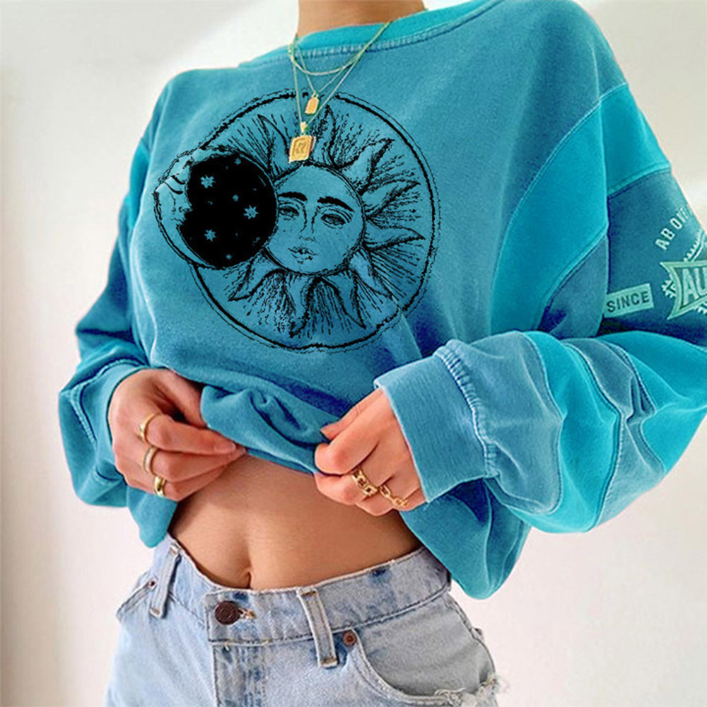 

2021 High Street Hoodie Fall Winter New Fashion Hipster Loose Simple Designer Sells Hot Printing Around the Long Sleeve Neck 6tlp, Sky blue